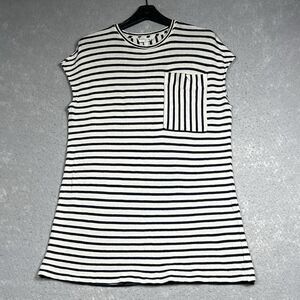 Apiece Apart Top Womens Size XS White Blue Striped Pocket Tunic 100% Cotton